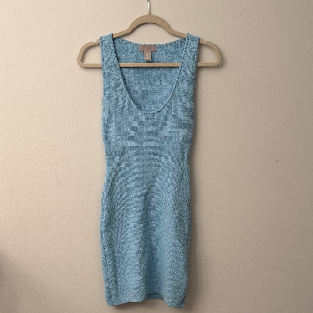 Blue Sleeveless Knit Dress